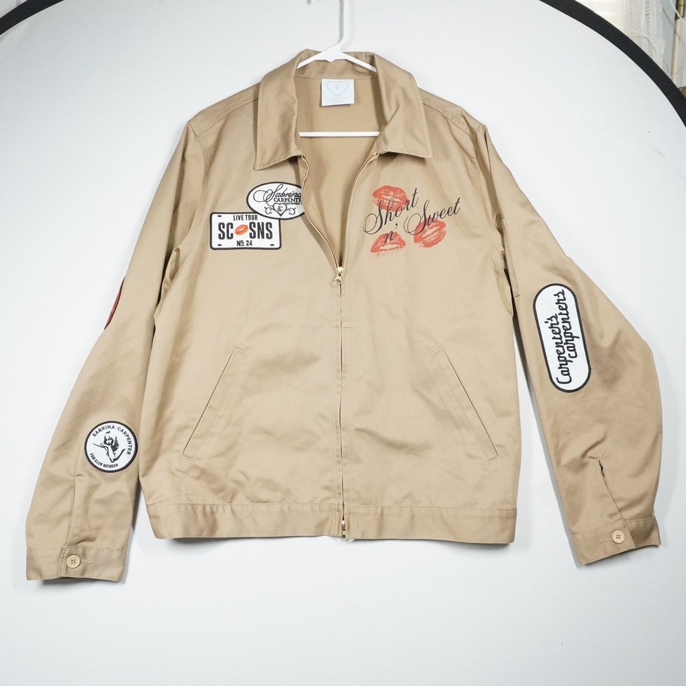 Sabrina Carpenter Short n Sweet Tour 2024 Tan Work Jacket Patched Large NWOT